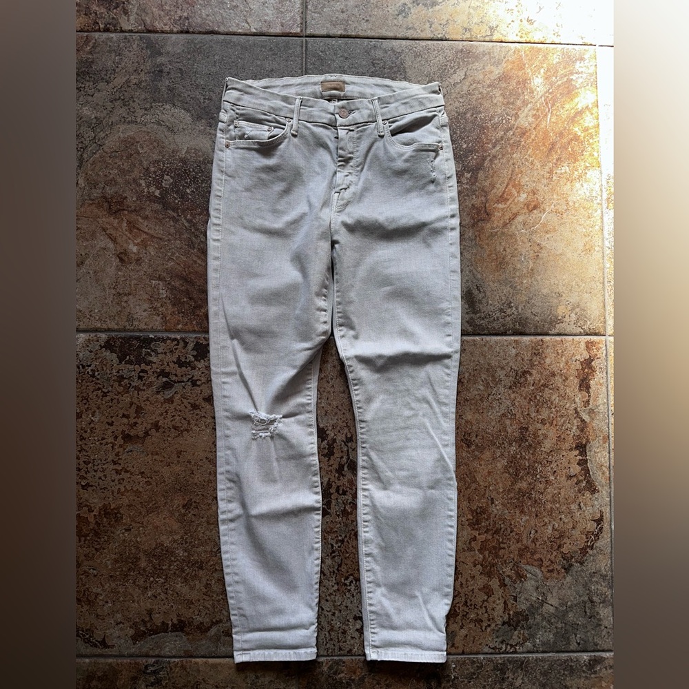 MOTHER Light Gray/Tan Skinny Jeans